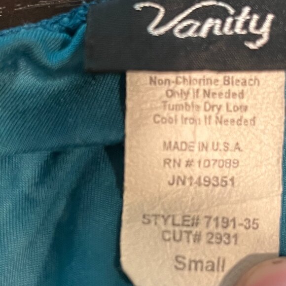 Vintage 1980’s VANITY Spaghetti Strap Ruffled Teal Top Women's Size Small - Picture 3 of 6